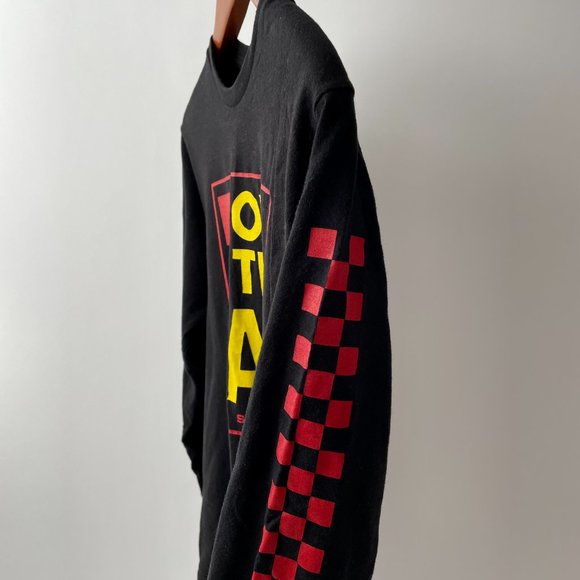Vans Old Skool Logo Long Sleeve T Shirt Black Red Checkerboard, Size Men's S - Picture 5 of 7